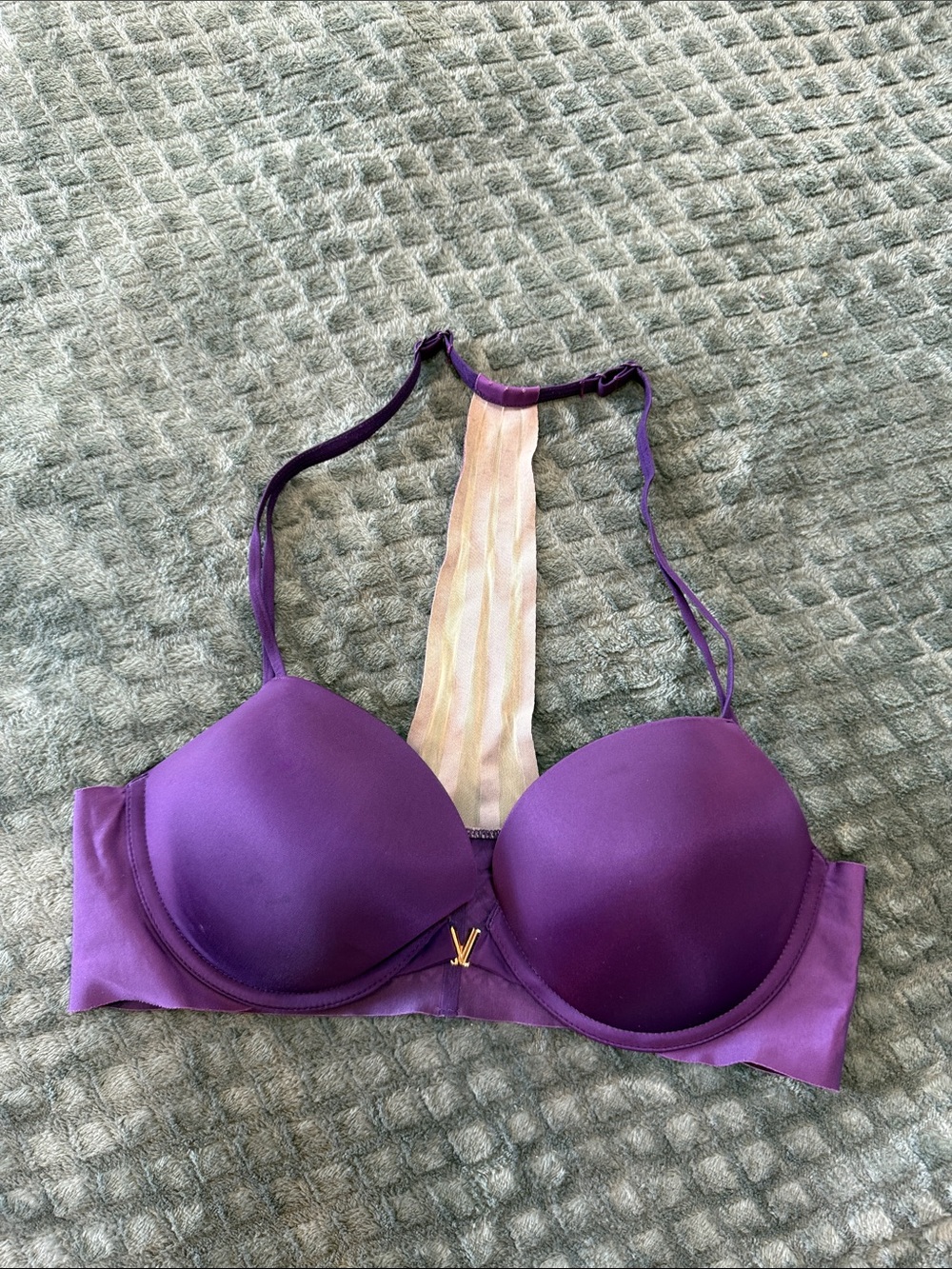 Victoria's Secret Purple Racerback Push-Up Bra with Gold Accent